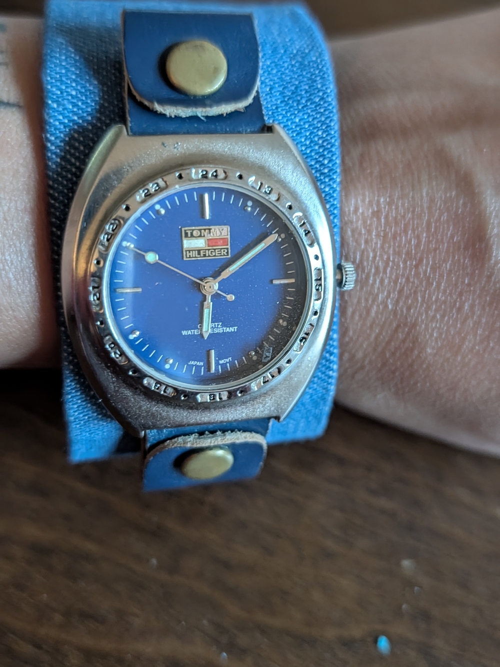 Tommy Hilfiger Blue Dial Watch with Blue Leather Strap